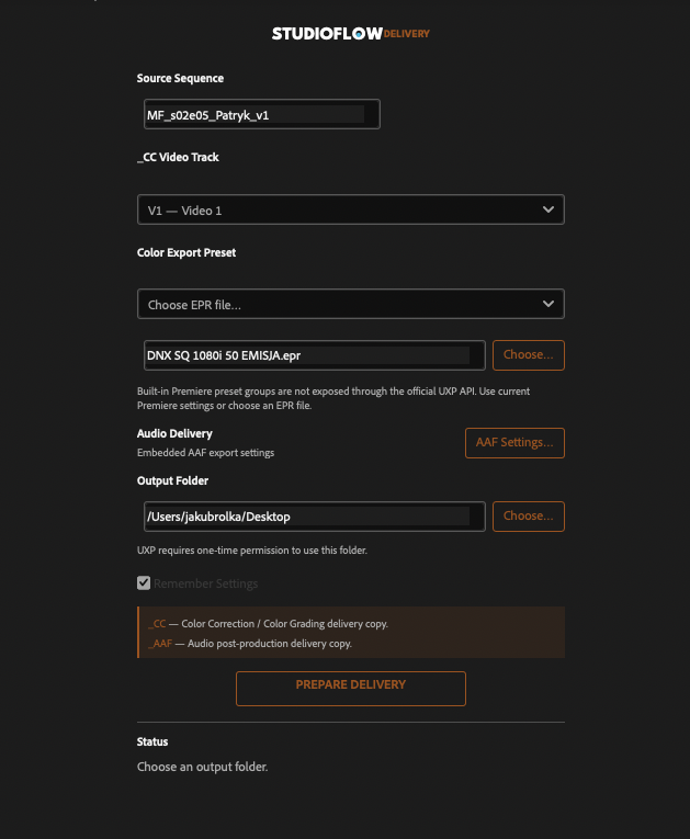 Real StudioFlow Delivery plugin interface